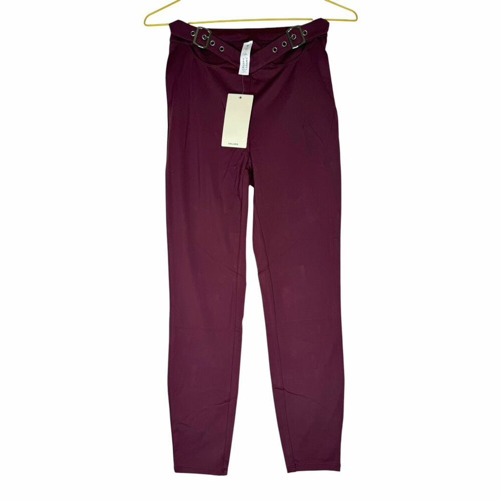 NEW Halara Burgundy Buckle Waist Cropped‎ Leggings Size M 7/8 High Stretch